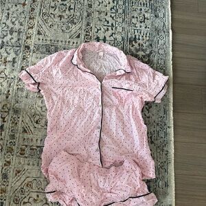 Victoria's Secret Light Pink Pajama Set with Black Accents
